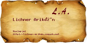 Lichner Arikán névjegykártya